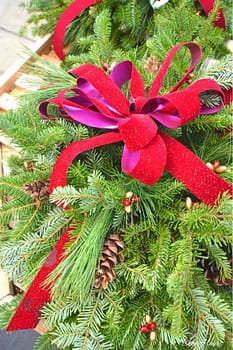 handmade bow on wreath