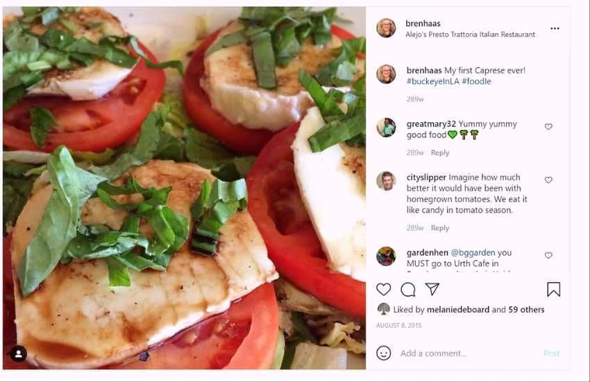 Instagram Share of the Caprese Salad