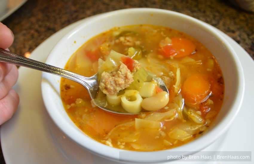 Day 2 of Turkey Sausage and Cabbage Soup
