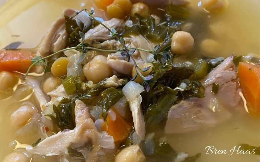 Onion, Chickpea, Kale and Chicken Soup